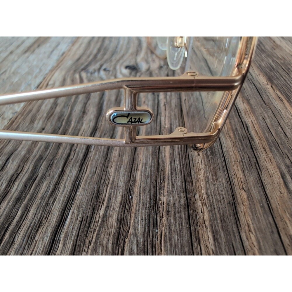 Vintage CAZAL 80s Open EYEGLASSES FRAME Only Women Gold Hexagonal Lens 58 14 140 - Picture 9 of 16